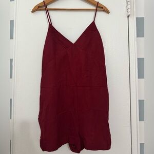 Mango Deep Red Spaghetti Strap Jumpsuit